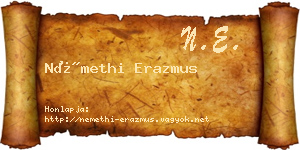 Némethi Erazmus névjegykártya